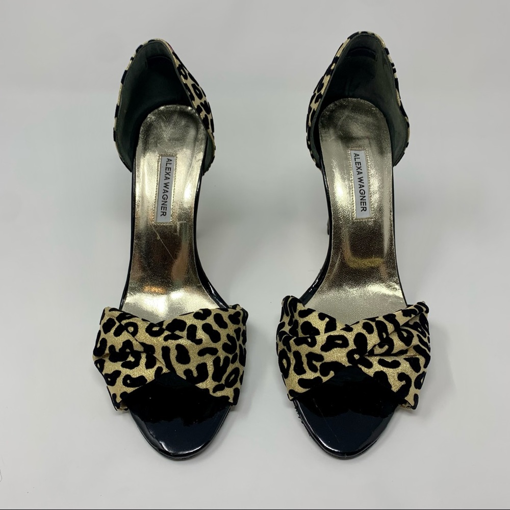Alexa Wagner Leopard Print Peep Toe Heel Pumps Shoes Women 6 1/2 Formal Party - Picture 2 of 16
